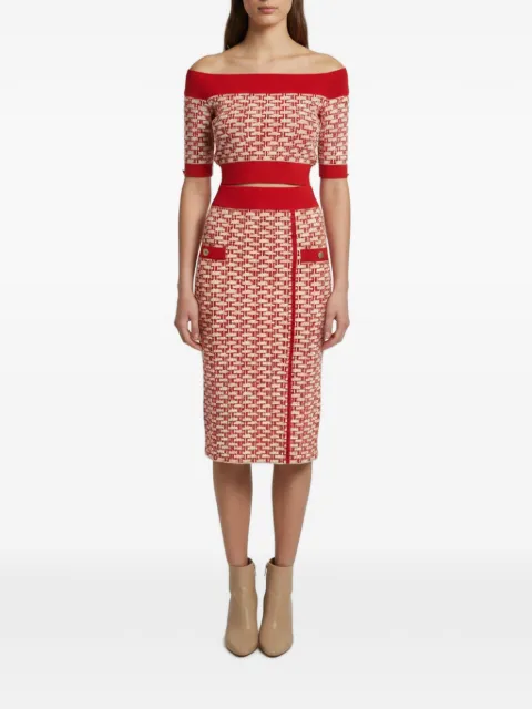 Elisabetta Franchi monogram jacquard set Red 1375345