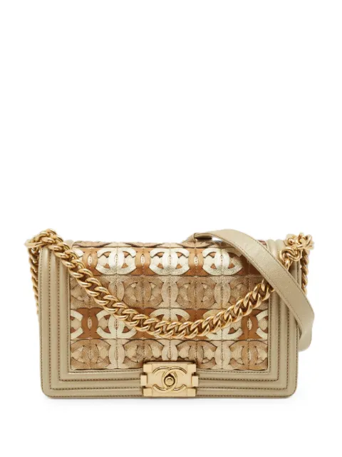 CHANEL Pre-Owned 2014-2015 medium Boy CC-cutout shoulder bag Gold 1351967