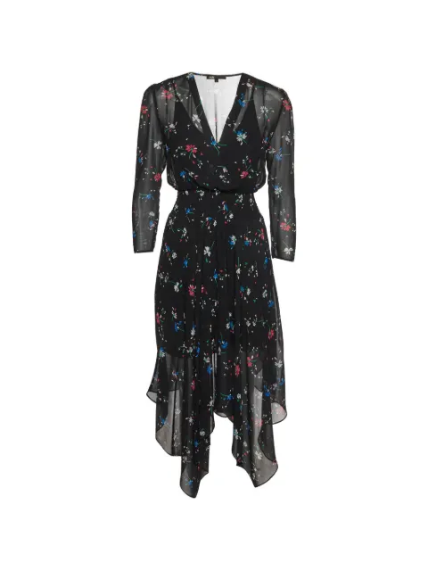 Maje floral-print tiered midi dress Black 1370135
