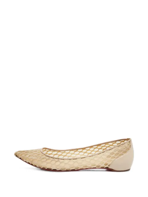 Christian Louboutin Pre-Owned mesh pointed-toe ballet flats Neutrals 1367221