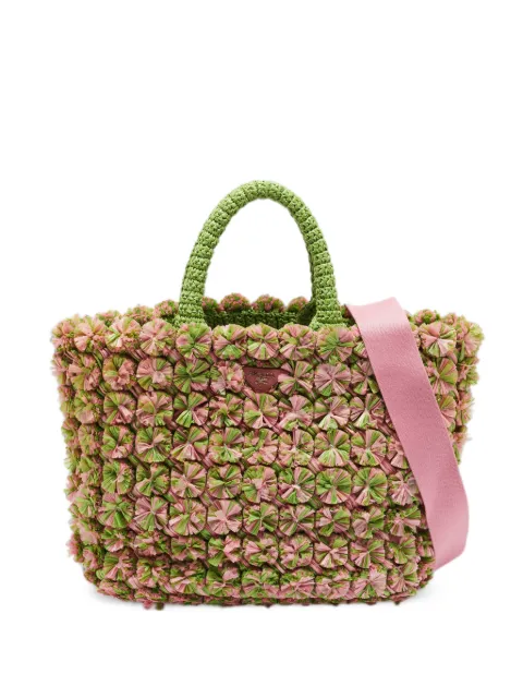 Prada Pre-Owned floral-motif raffia tote bag Pink 1370968