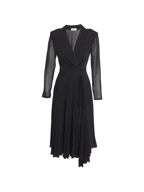 SANDRO pleated long-sleeve midi dress Black 1366238