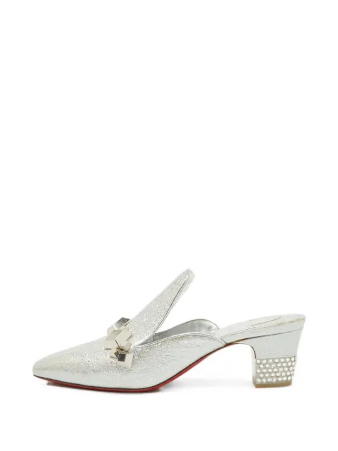 Christian Louboutin Pre-Owned crystal-embellished leather mules Silver 1375481
