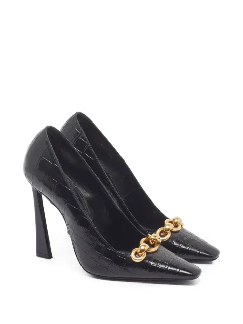 Saint Laurent Pre-Owned Silvana croc-embossed pumps Black 1374218