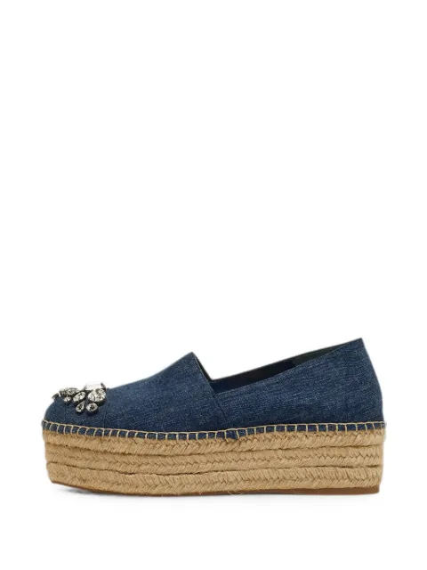 Miu Miu Pre-Owned crystal-embellished espadrille shoes Blue 1272362