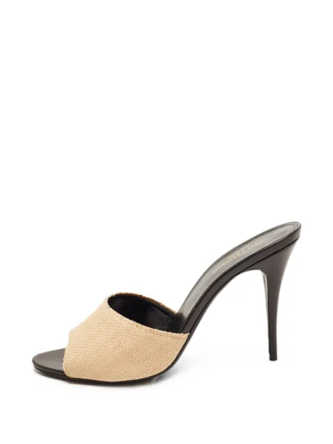 Saint Laurent Pre-Owned LA 16 raffia slide sandals Neutrals 1366938