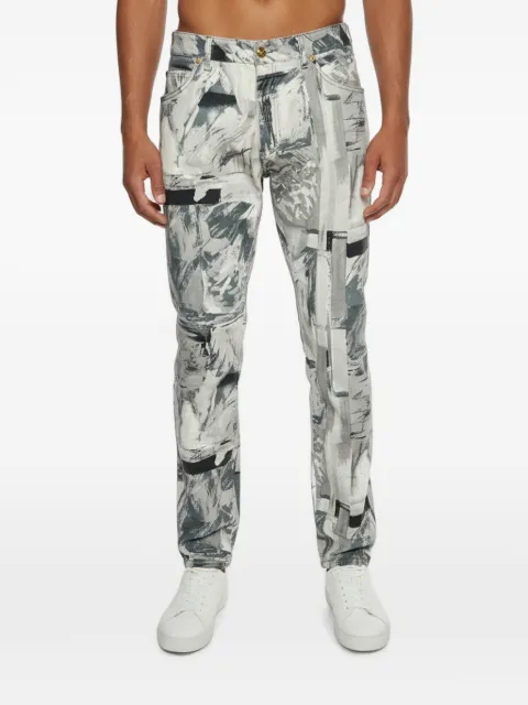 Versace Pre-Owned abstract brushstroke-print jeans White 1373814