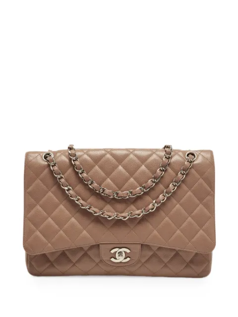 CHANEL Pre-Owned 2009-2010 maxi Classic Single Flap shoulder bag Neutrals 1370740