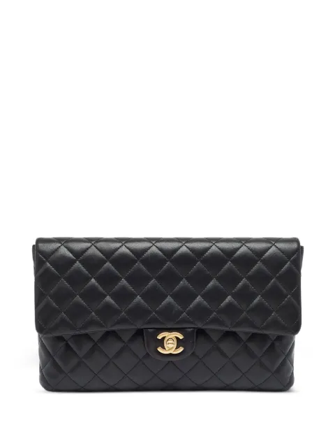 CHANEL Pre-Owned 2018-2019 CC turn-lock quilted clutch bag Black 1375336