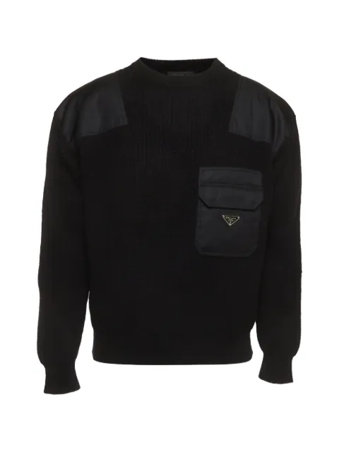 Prada Pre-Owned Re-Nylon logo plaque sweater Black 1369189
