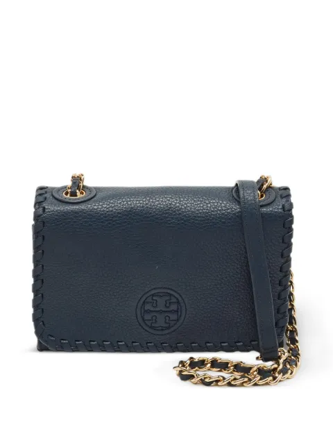 Tory Burch Marion Shrunken whipstitched cross body mini bag Blue 1290233