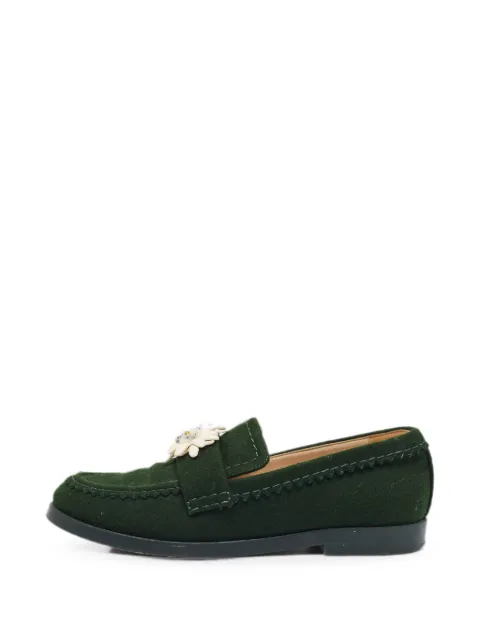 CHANEL Pre-Owned Edelweiss-motif loafers Green 1372168