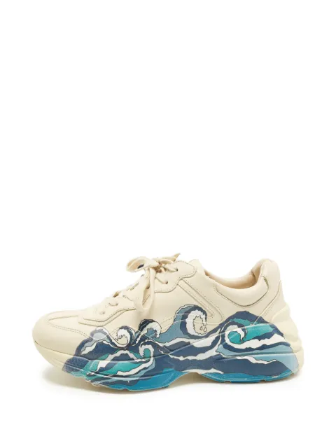 Gucci Pre-Owned Rhyton wave-print sneakers Neutrals 1375057
