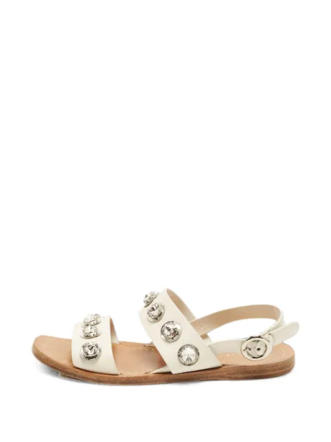 Prada Pre-Owned crystal-embellished slingback flat sandals White 1367914