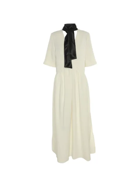 Victoria Beckham tie-neck crepe maxi dress Neutrals 1300054