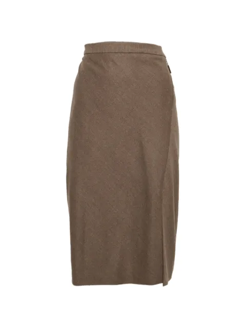 Brunello Cucinelli drape-detail pencil midi skirt Brown 1293075
