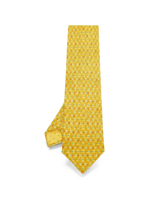 Hermès Pre-Owned geometric spiral-print tie Yellow 1370519