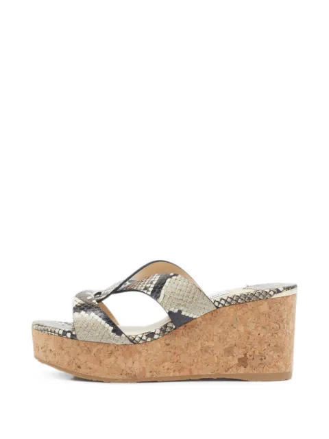 Jimmy Choo Pre-Owned Atia python-embossed leather sandals Gold 1373315