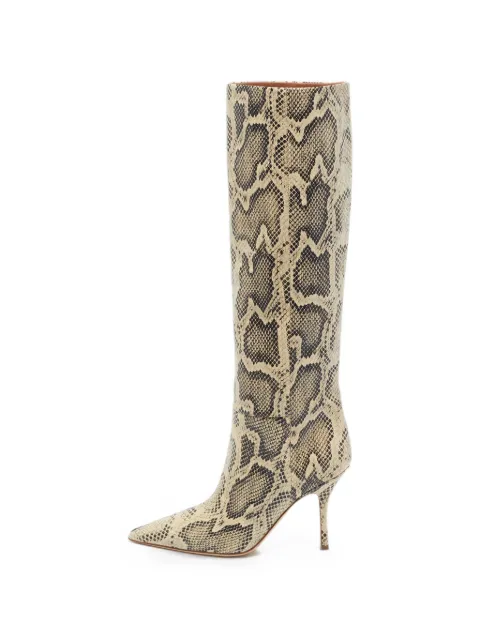 Paris Texas croc-embossed knee-high heeled boots Neutrals 1369049