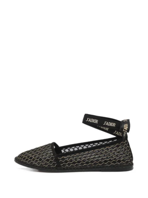 Christian Dior Pre-Owned Nicely D mesh ankle-wrap ballet flats Black 1324133