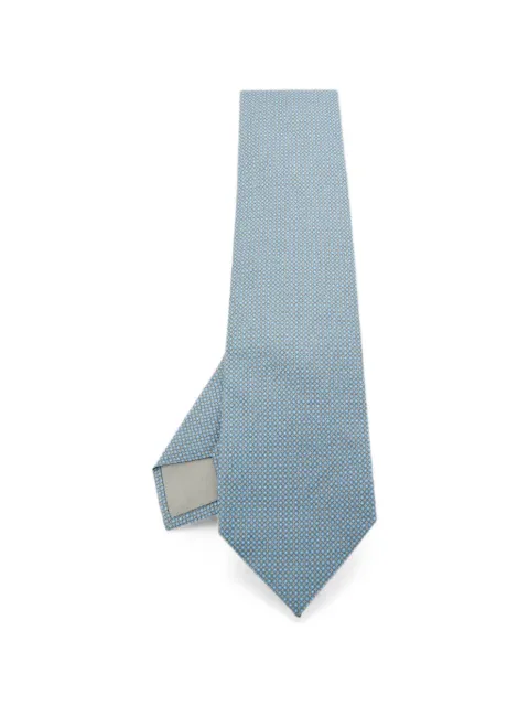 Hermès Pre-Owned geometric-pattern silk tie Blue 1370564