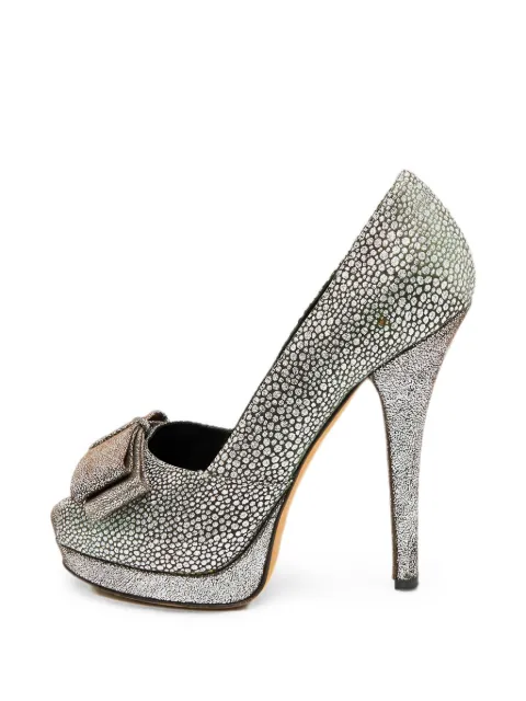 Fendi Pre-Owned bow-detail platform pumps Silver 1374423