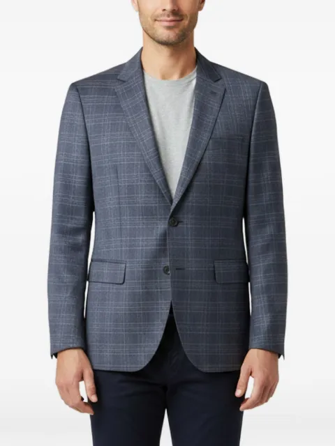BOSS The James4 single-breasted check-pattern wool blazer Blue 1366283