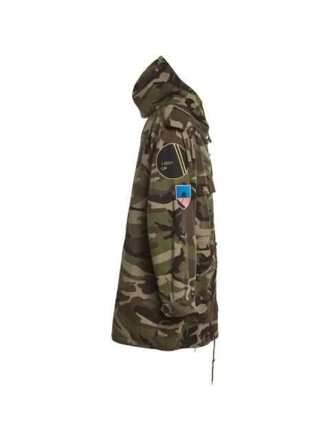 Saint Laurent Pre-Owned camouflage-print embellished hood jacket Green 1368615