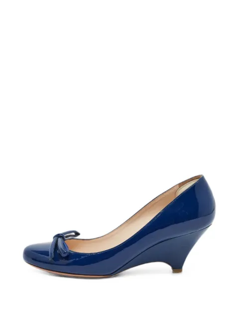 Prada Pre-Owned bow-detail wedge pumps Blue 1369752