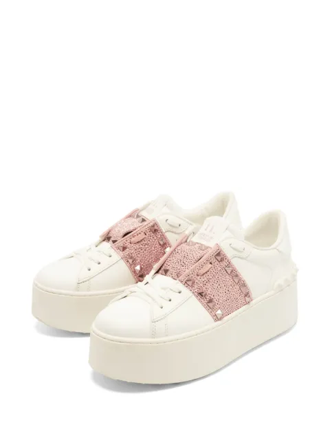 Valentino Garavani Pre-Owned Rockstud wedge low-top sneakers White 1376090