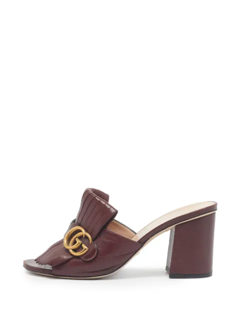Gucci Pre-Owned GG Marmont fringed-leather heeled sandals Red 1368147
