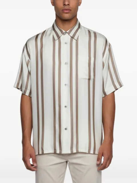 John Elliott striped short-sleeved silk shirt Neutrals 1367889