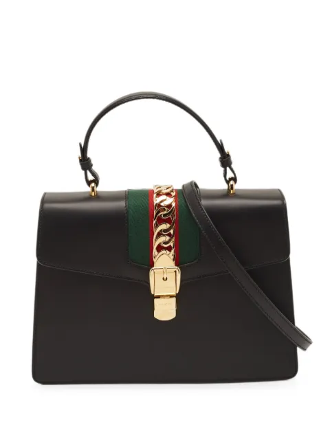 Gucci Pre-Owned medium Sylvie chain-link-detail tote bag Black 1335225