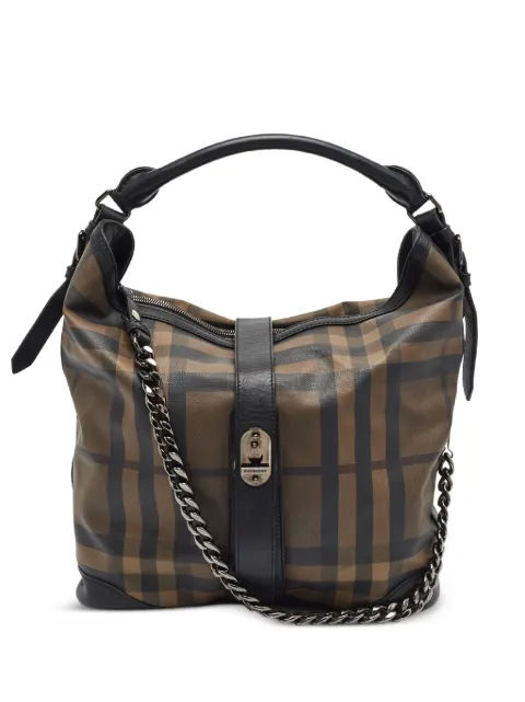 Burberry Pre-Owned Smoked Check chain-detail tote bag Brown 1367421