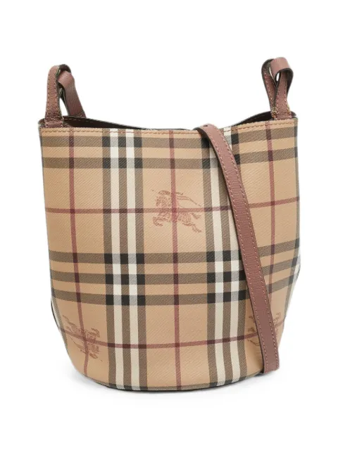 Burberry Pre-Owned Lorne Haymarket check bucket bag Neutrals 1373602