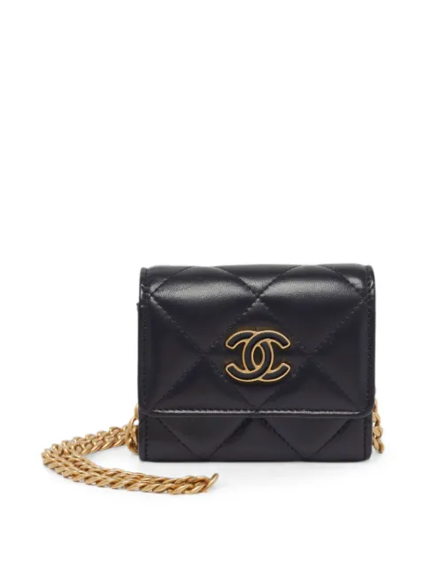 CHANEL Pre-Owned 2021 quilted CC turn-lock wallet on chain Black 1307193