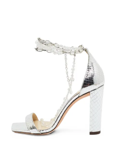 Jimmy Choo Pre-Owned Neena snakeskin-embossed sandals Silver 1370530