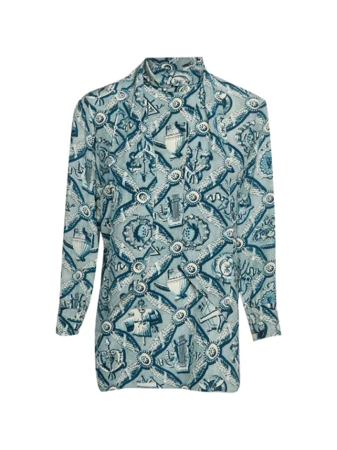 Gucci Pre-Owned Kaleidoscope-print neck-tie blouse Blue 1370620