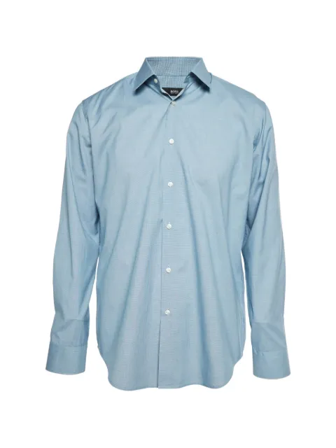 BOSS Eliott micro-houndstooth pattern shirt Blue 1373854