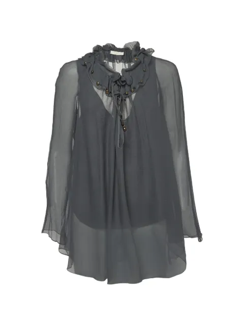 Chloé Pre-Owned ruffled-detail blouse Grey 1367387