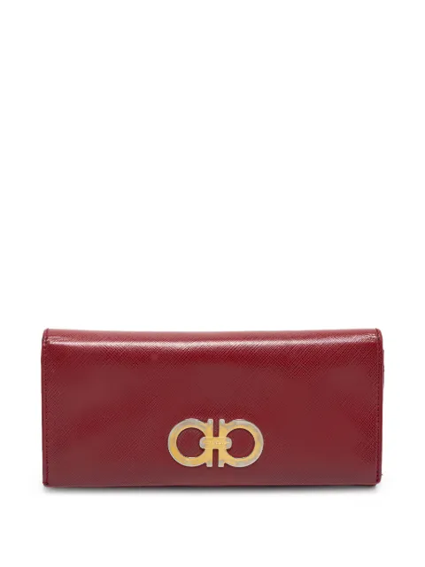 Ferragamo Pre-Owned Double-Gancio-plaque continental wallet Red 1370821