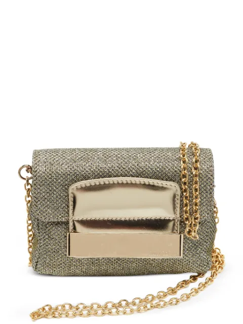 Jimmy Choo Pre-Owned Caro glitter-detail clutch bag Gold 1374780