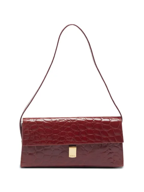 Furla croc-embossed flap shoulder bag Red 1369539