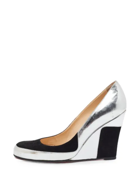 Christian Louboutin Pre-Owned contrast-panel wedge pumps Silver 1375187