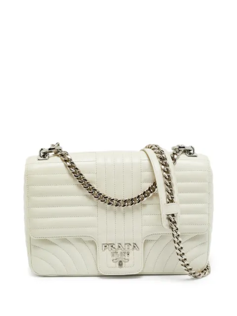 Prada Pre-Owned Diagramme quilted shoulder bag White 1314683