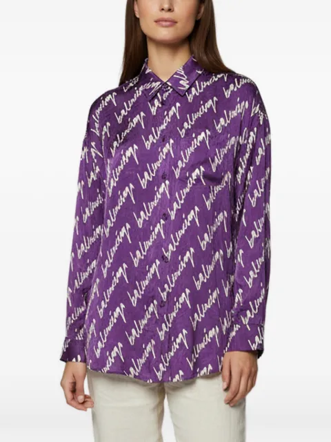 Balenciaga Pre-Owned logo-print oversized shirt Purple 1367854