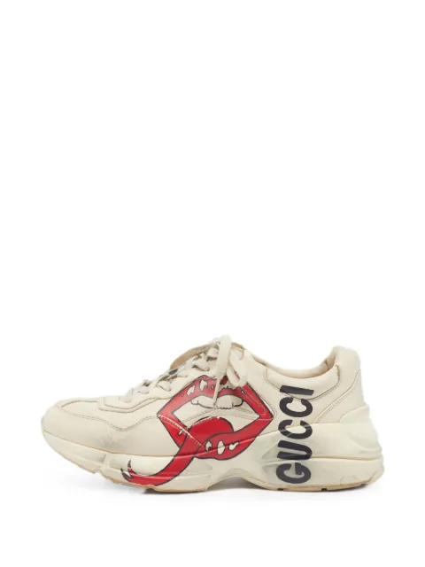 Gucci Pre-Owned Rhyton logo-print sneakers Neutrals 1369770