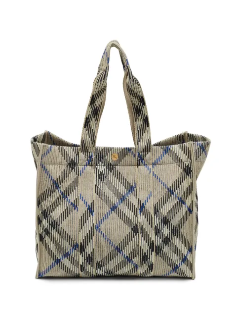 Burberry Pre-Owned Check knitted tote bag Neutrals 1376422
