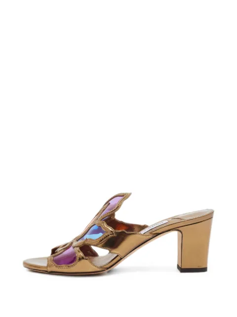 Jimmy Choo Pre-Owned panelled block-heel mules Gold 1367358