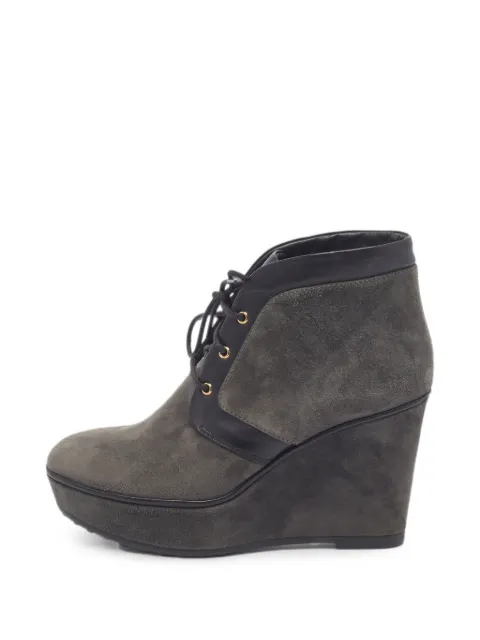 Tod's Vintage lace-up wedge boots Green 1372324